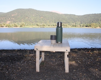 Opklapbare houten picknicktafel – draagbare kleine tafel voor binnen en buiten | Massief grenen, opvouwbaar, handgemaakt