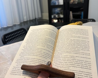 Personal Library Engraved Book Page Holder: Custom Oak Thumb Rest for Easy Page Holding