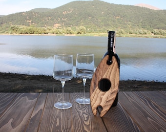Personalized Wooden Wine Rack for Tabletop: Engraved Glass Holder for Anniversaries