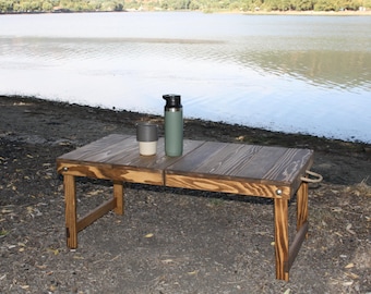 Handgemaakte grenen opklapbare picknicktafel: draagbare campingtafel (45 x 90 cm)