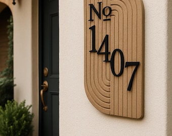 Personalized Wooden House Number Sign: Modern MDF Address Plaque
