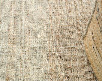 Handwoven Jute Area Rug, Natural Fiber, Minimalist Farmhouse Boho Carpet