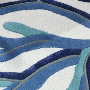 Blue Coral Hand Tufted Wool Rug, Coastal Area Rug, Ocean Inspired Rug, Organic Shaped Rug, Modern Abstract Wool Carpet, Living Room Rug 8x10 image 8