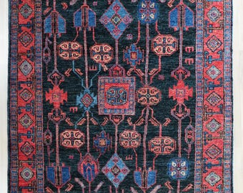 Vintage Hand Knotted Wool Rug Handmade Tribal Geometric Rug Gifted Rugged Rugs Persian Style Carpet, Boho Area Rug Gifted Rugs Decor