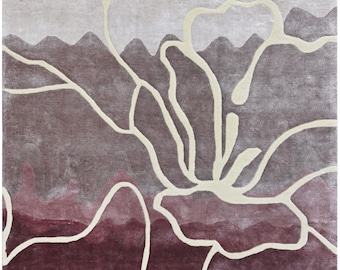 Handmade Wool & Silk Abstract Floral Rug – Modern Artistic Rugged Rug, Luxury Contemporary Rooms Rugs, Handmadee Statement Carpet