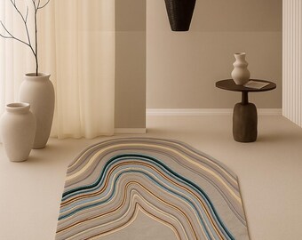 Canyon Flow Hand Tufted Wool Rug, Modern Organic Abstract Area Rug, Luxury Contemporary Carpet, Handmad Rug for Home Decor