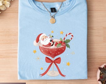 Santa's Hot Mess Shirt, Christmas Martini Shirt,Funny Santa Claus Holiday Tee,Christmas Martini Shirt, Christmas Drink Shirt,Christmas Party