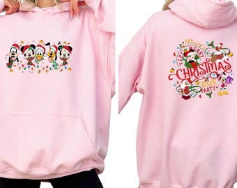 2-Sided Mickey's Very Merry Christmas Party 2025 Shirt, Disney Santa Mickey And Friends Group Christmas Lights Shirt, Disneyland Xmas Tee