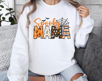 Spooky Mama Shirt, Retro Halloween Shirt For Mother, Halloween Mom Shirt Gift, Halloween Mama Tshirt, Spooky Season, Retro Shirt.
