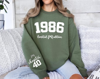 1986 Retro Birthday Sweatshirt Floral 40th Birthday Gifts for Women Limited Edition 1986 Sweatshirt Chapter 40 Birthday Shirt Gift For Her
