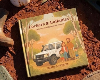 Libro del alfabeto australiano 4x4 / Regalo para acampar con el abecedario para niños / Cuento australiano para dormir / Canciones de cuna y casilleros