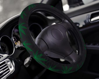 Cannabisblatt-Lenkradbezug mit Cannabisblatt-Dekor