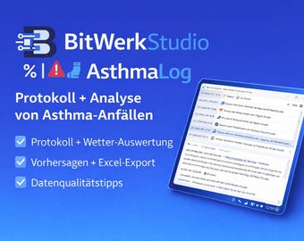 AsthmaLog – Asthma-Tagebuch & Analyse Software für Windows | Protokoll, Wetter-Auswertung, PDF  Excel Export