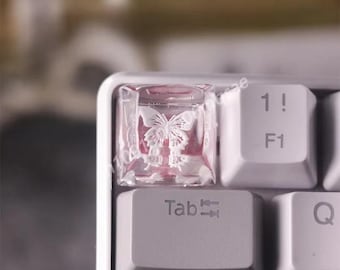 Handmade Butterfly Resin Keycap – SA Profile Translucent Artisan Keycap for MX-Compatible Mechanical Keyboards, Cute Anime Style