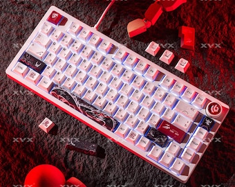 Aim Japanese Anime Keycaps Set | PBT Cherry Profile | 134 Keys Thick Dye-Sublimation Keycap Set | Fits MX Style Mechanical Keyboards
