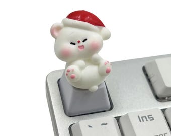 Mini-Harz-Weihnachtsweihnachtsweihnachtsmann-und -schneemann-Tastenkappe, niedliche mechanische Tastatur-Handwerker-Schlüsselkappe, MX-kompatibel, Einzelstück