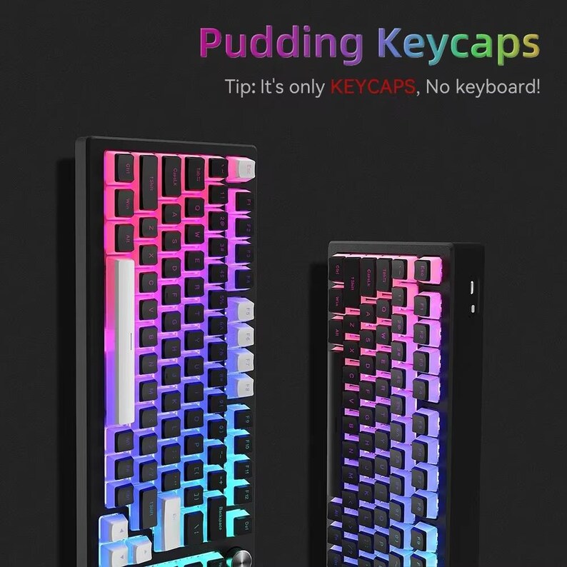 Translucent Pudding Keycaps Pudding PBT Keycaps 129 Keys – Double Shot Translucent OEM Profile RGB ...