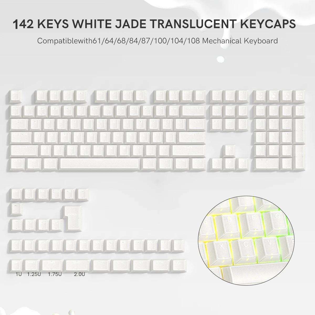 140 Key Black Jade SA Profile Translucent PBT Keycap Set Double Shot ...