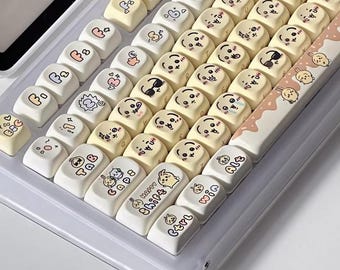 Kawaii Anime-Themed Keycap Set – PBT Keycaps for Mechanical Keyboards, Ergonomic Design, Collectible Gift Idea, Japanese Style Keycaps