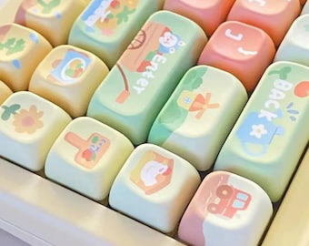Juego de teclas de tomate con perfil EOA 133/141 PBT, accesorio personalizado para teclado mecánico F87 HI75, decoración de teclado.