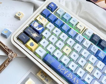 ブルーの完全透明キーキャップセット、メカニカルキーボードキー