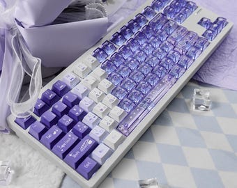 ブルーの完全透明キーキャップセット、メカニカルキーボードキー