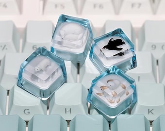Personalisierte Backlit Arctic Ice Theme Artisan Resin Keycap, niedliche benutzerdefinierte mechanische Tastatur Tastenkappe