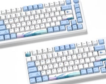 Cherry Profile 143-Key PBT Keycaps, Ocean Whale Theme Keycap Set for Keyboards, MX Switch Compatible Custom Dye-Sub Artisan Keycaps