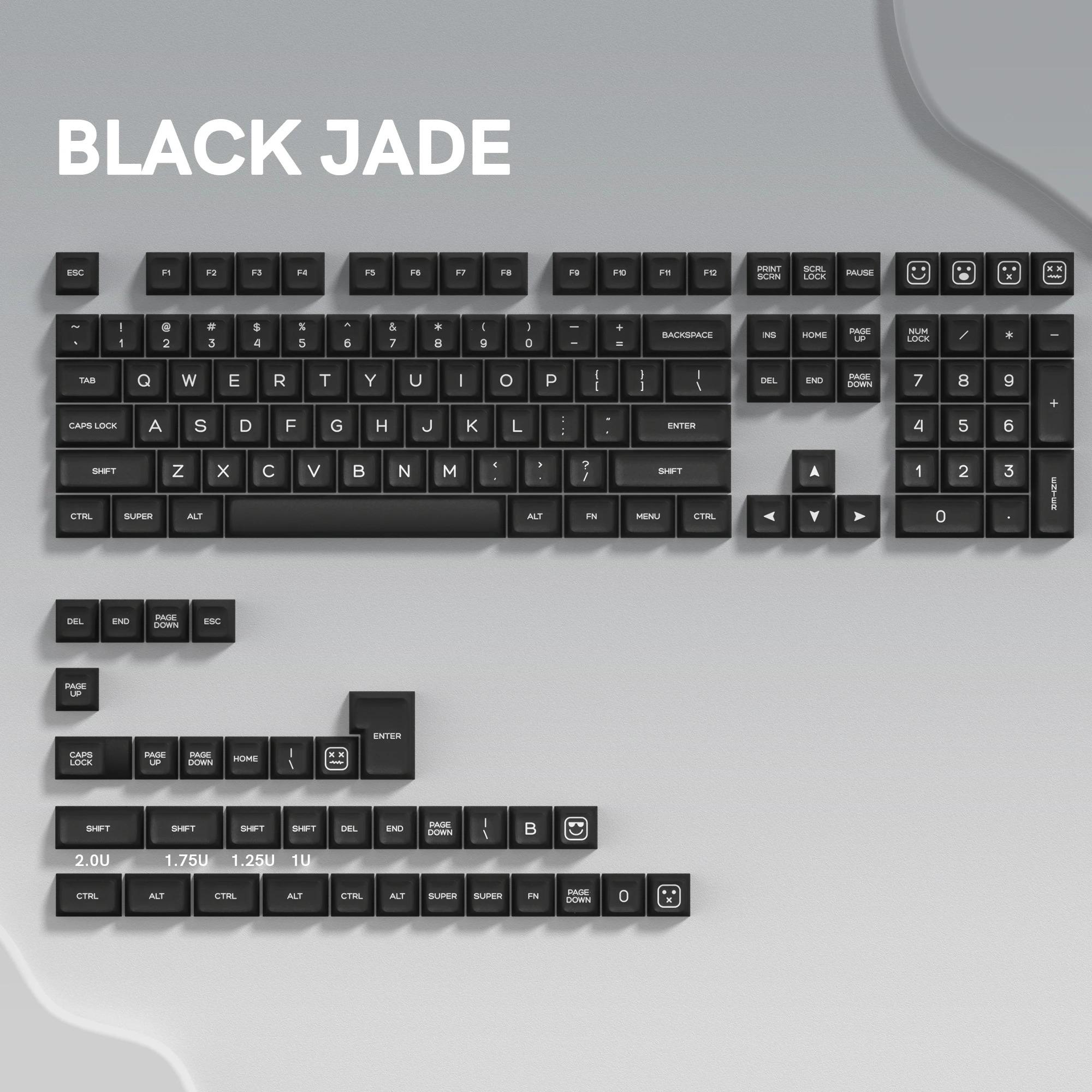 140 Key Black Jade SA Profile Translucent PBT Keycap Set Double Shot ...