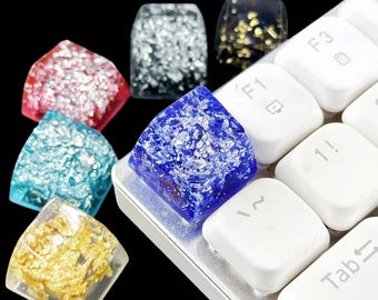 DIY Mechanische Tastatur Benutzerdefinierte Harz Tastenkappe mit Silberfolie, Handwerker ESC-Taste, personalisierte einzelne Tastenkappe Zubehör Geschenk