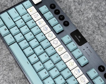 Teclas PBT con diseño de cachorro: juego de teclas con dibujos animados para teclados mecánicos RGB de perfil bajo, teclas de estilo japonés, teclas artesanales personalizadas
