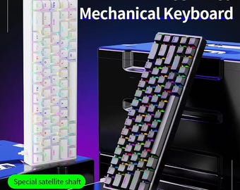 Hot-Swappable 68-Key Mechanical Gaming Keyboard – Blue/Red Switch, PBT Keycaps, Compact RGB Keyboard for Laptop or PC, Japanese Keycaps