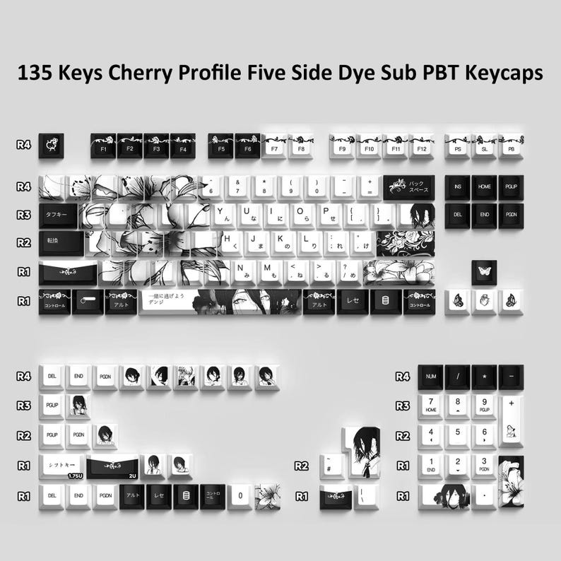 130-key Japanese Anime Keycap Set – MX Profile PBT Dye Sublimation ...