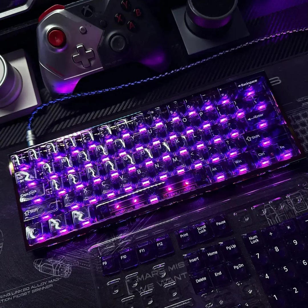 Purple Transparent Clear Keycap, Crystal Style PC Resin Keycap With RGB ...