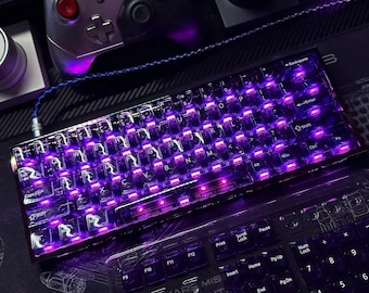 Purple Transparent Clear Keycap, Crystal Style PC Resin Keycap with RGB Shine Through, MDA Profile for Mechanical Keyboard