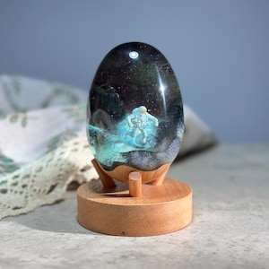 Handmade Resin Wood Astronaut Sculpture | Galaxy Space Decor | Easter Egg Decor