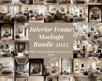 インテリアフレーム モックアップ バンドル | アート＆プリント用 PSD モックアップ 50 種類以上 (デジタルダウンロード)