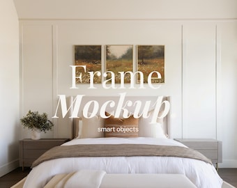 5x7フレームモックアップ3枚セット｜5:7モダンでクリーンな寝室インテリア
