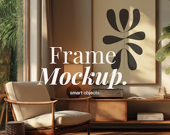 5x7 木製薄型フレーム モックアップ | 5:7 トロピカルモダンリビングコーナー