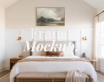 3x2 横長フレーム モックアップ | 天井の高い居心地の良い 3:2 寝室