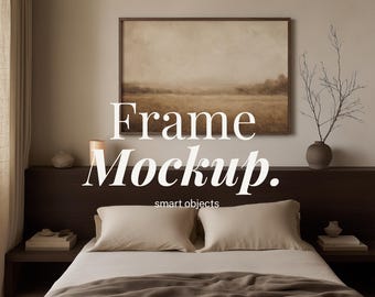 3x2 横長 Wabi Sabi 寝室フレーム モックアップ | 3:2 インテリア ヴィラ 寝室