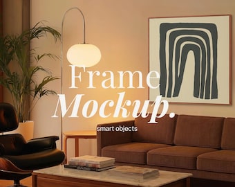 1x1スクエアポップレトロリビングルームインテリアモックアップ | 1:1フレームモックアップPSD