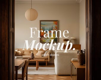 4x5 ミッドセンチュリー ヴィンテージ リビングルーム | 4:5 フレーム モックアップ PSD