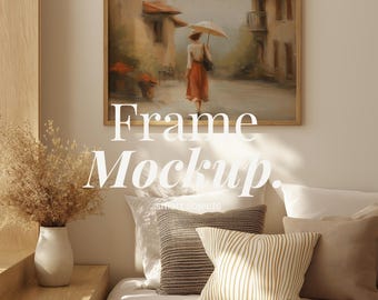 3x2 横長フレーム モックアップ | 3:2 太陽の光が差し込む居心地の良い寝室