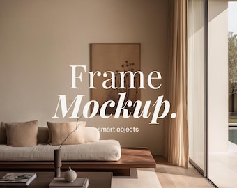 2x3 わびさびリビングルーム モックアップ | 2:3 木製フレーム リアル モックアップ