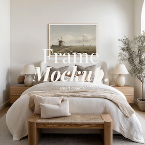 3x2 horisontell ram med ultrarealistiskt sovrum 3:2 mockup Photoshop Smart Object