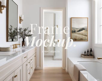 DIN A比フレームモックアップ｜モダンなバスルームインテリアデザイン（PSD）