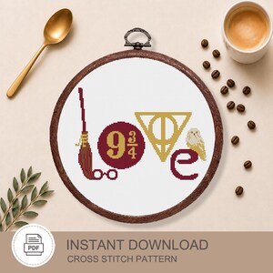 Magic Love Cross Stitch Pattern PDF, Wizard Inspired Embroidery Pattern, Fantasy Romance Decor, Home Pattern, Love Pattern #vl009