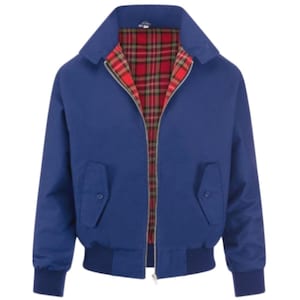 Veste Harrington classique pour homme : manteau mod indie, doublure tartan