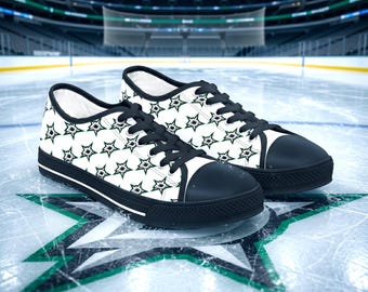 Dallas Stars Canvas Women Shoes, Team Logo Footwear, Sports Fan Gift, Athletic Low Top Plimsolls